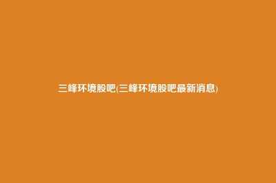 三峰環(huán)境股吧動(dòng)態(tài)與重慶信息咨詢服務(wù) 投資分析與市場(chǎng)展望